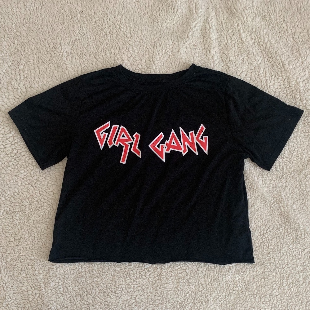 GIRL GANG Black Crop Top - Picture 1 of 4